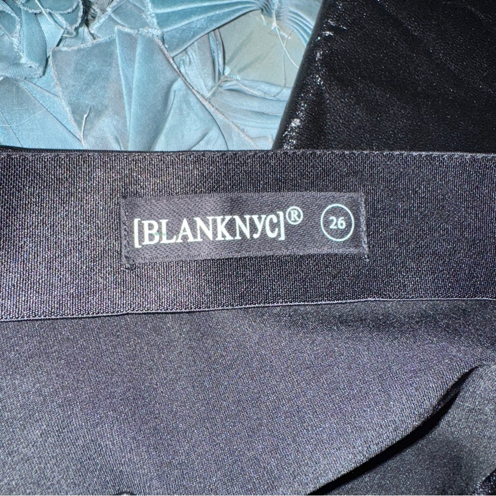 Sold  Blanc NYC Dominatrix Black Vinyl Split Hem Pants Size 28 - Picture 9 of 11